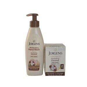Jergens Moisturizing Hand Wash Hydrating Coconut & Mild Bar Soap ~2pk